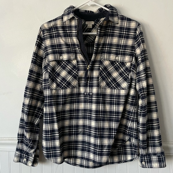 J Crew Quarter Zip Flannel - Picture 1 of 3